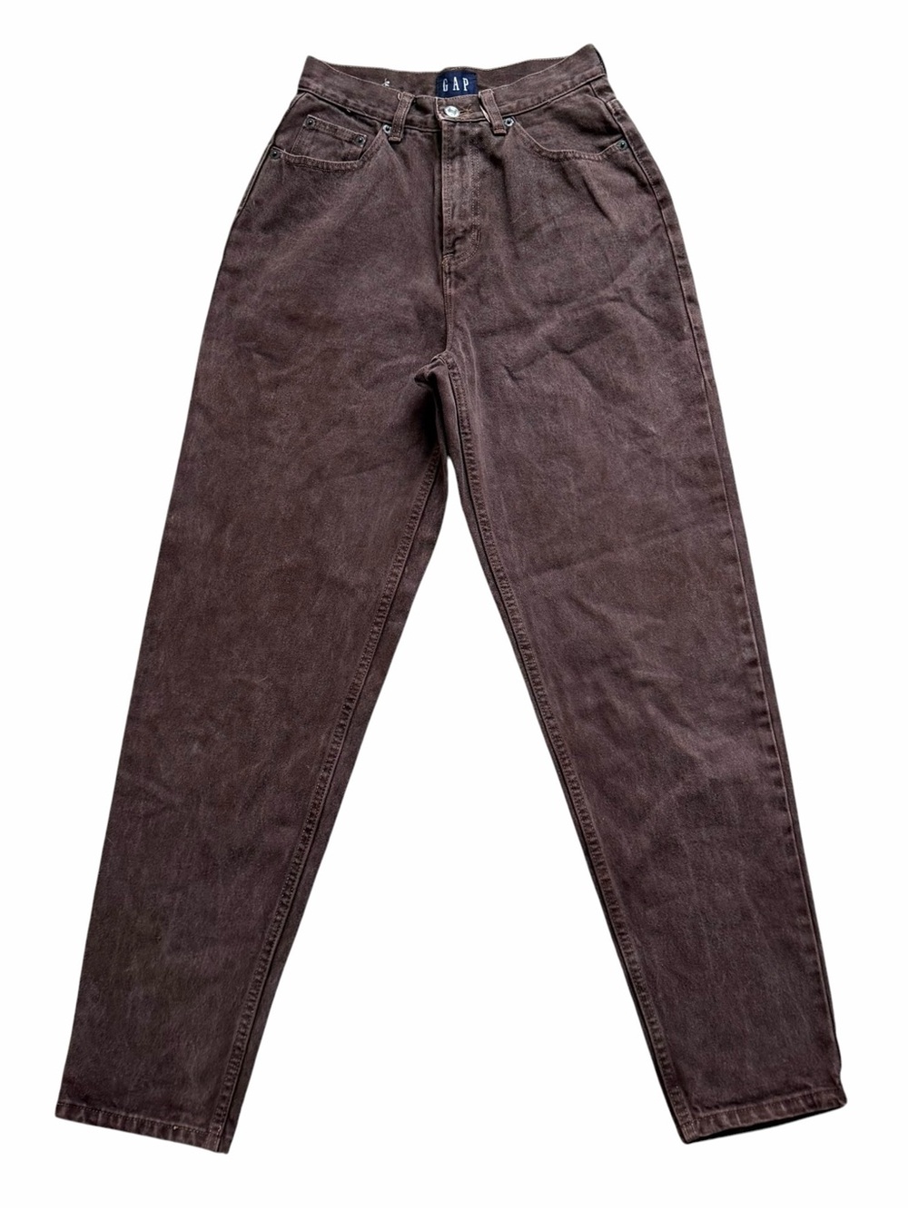 Vintage 90s GAP Jeans Size 2 Long Brown High Rise Straight Leg Rigid Denim Y2K